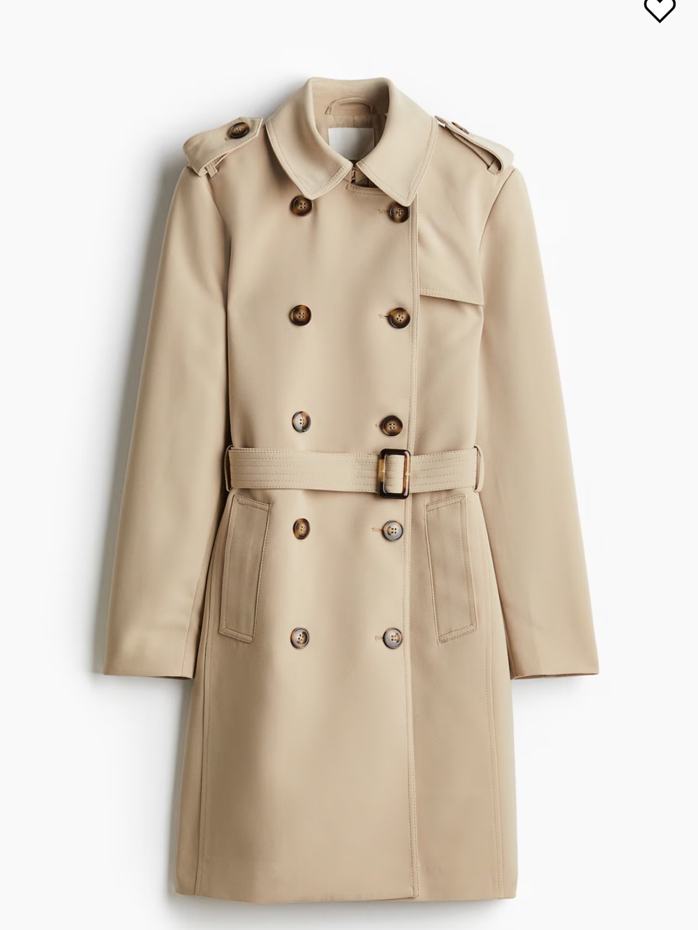 H&M Double-Breasted Trench Coat in Light Beige